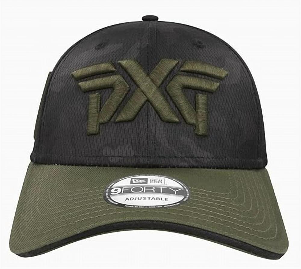 NEW PXG unisex snapback cap in black jungle camo/ green